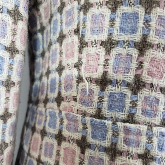 Vintage Marvin Richards 60s Mod Geometric Tweed Coat Pastel Lined Jacket - Picture 3 of 7